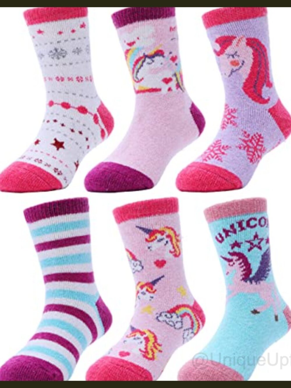 Kids Merino Wool Hiking Crew Socks Toddlers Boys Girls 6 Pairs